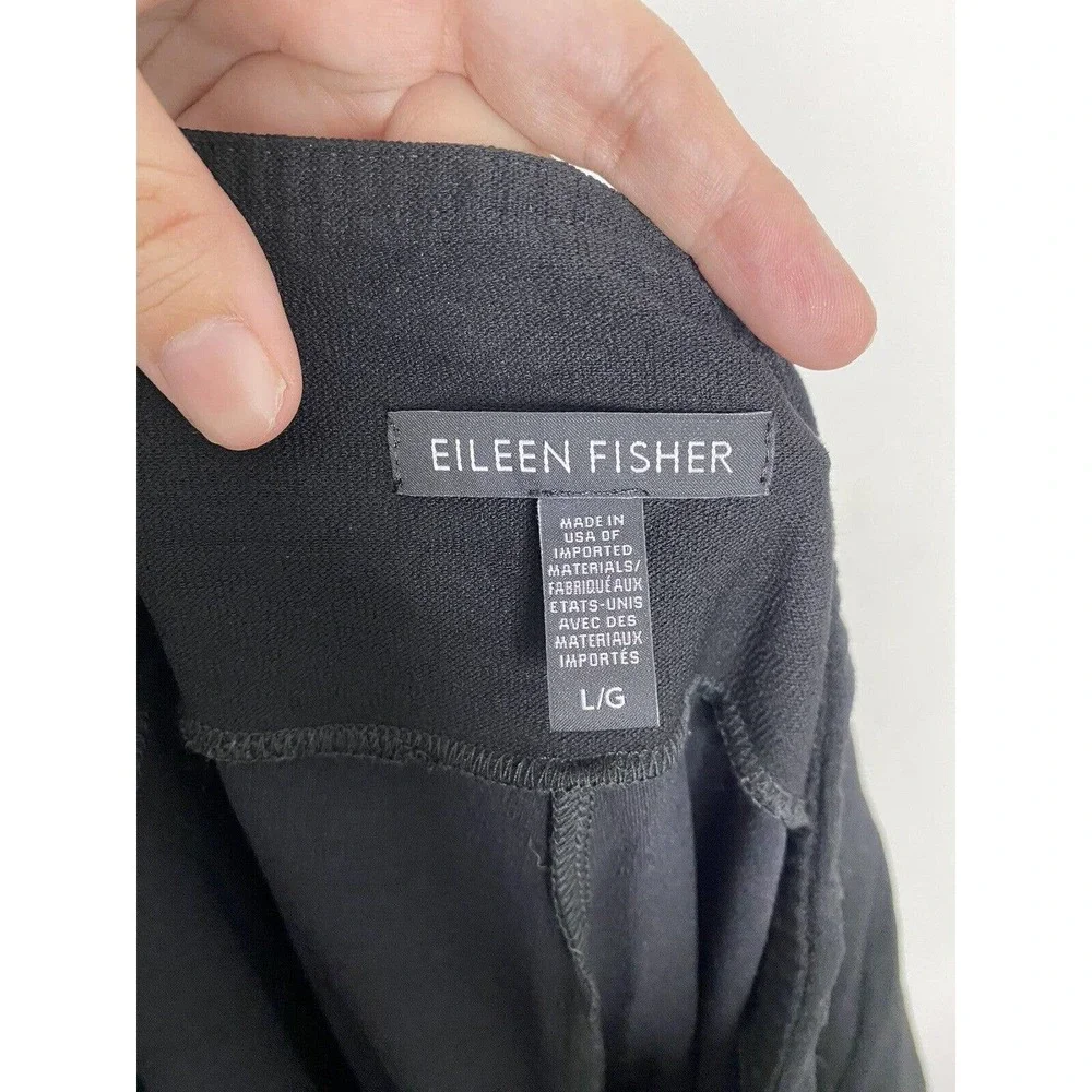 Eileen Fisher Womens Black Mid Rise Pull On Pants Size L Solid Black Casual M6 - Picture 4 of 6